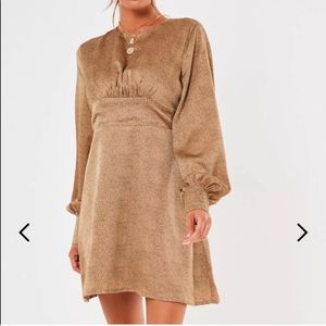 Gold Satin Dalmatian Print Dress